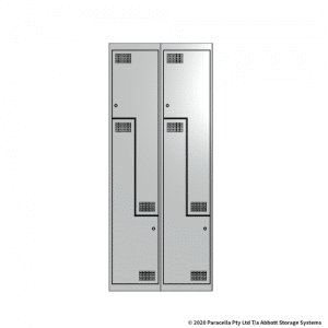 White 2 Door Stepped Locker 1800H x 375W x 450D Bank of 2