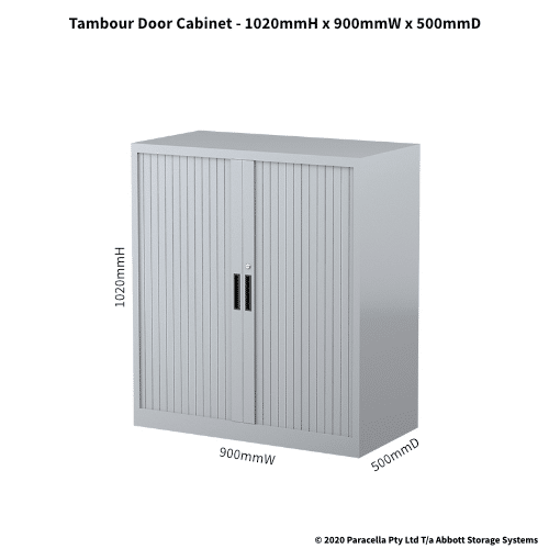 Tambour Door Shell 1020H X 900W X 500D Grey CB2631SG - Dimensions