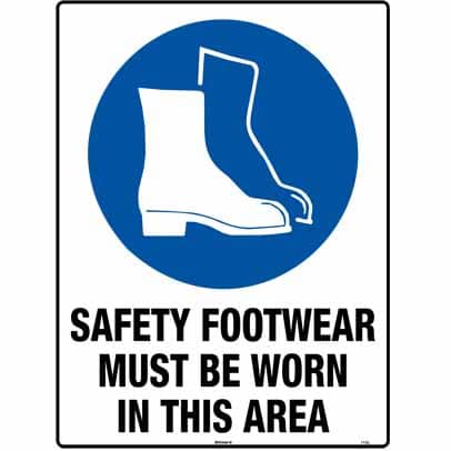 WS11123 - Safety Sign 450 x 300mm - Metal - Safety Footwear Must Be Worn