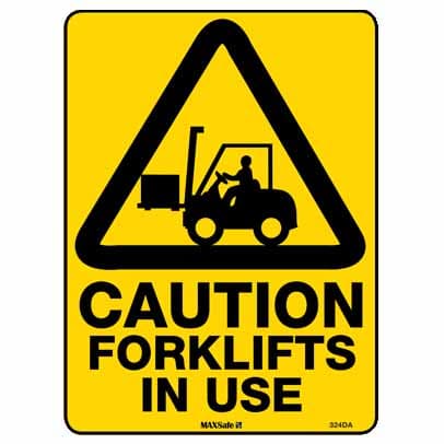 WS13243 - Safety Sign 450 x 300mm - Metal - Caution ForkLifts in Use