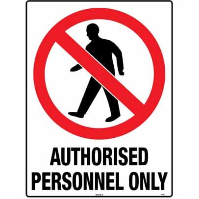 WS14253 - Safety Sign 450 x 300mm - Metal - Authorised Personnel Only