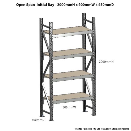 Open Span OS42605 2000H x 900W x 450D Particle Board Initial