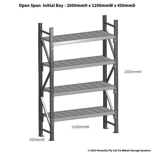 Open Span OS436102000H 1200W 450D Steel Shelf Panels Initial