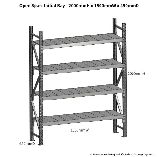Open Span OS43611 2000H 1500W 450D Steel Shelf Panels Initial