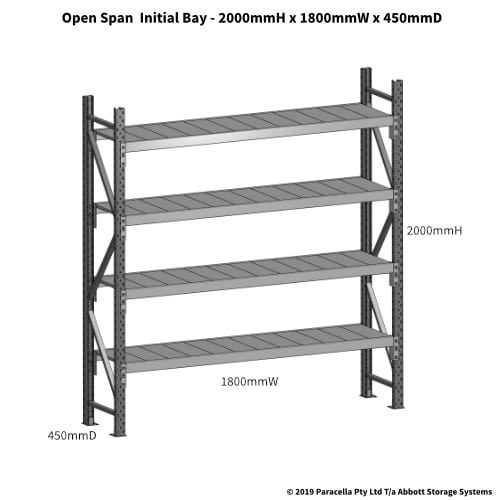 Open Span OS43630 2000H 1800W 450D Steel Shelf Panels Initial