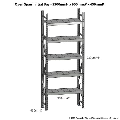 Open Span OS43669 2500H 900W 450D Steel Shelf Panels Initial