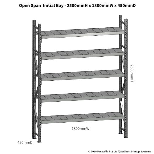 Open Span OS43690 2500H 1800W 450D Steel Shelf Panels Initial