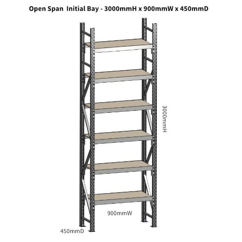 Open Span OS42729 3000H 900W 450D Particle Board Initial