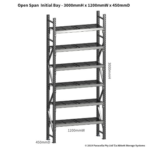 Open Span OS44730 3000H 1200W 450D Wire Shelf Panels Initial