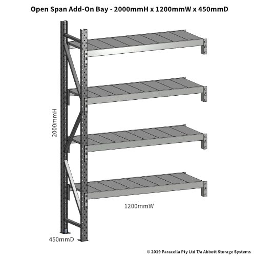 Open Span OS43620 2000H 1200W 450D Steel Shelf Panels Add-On