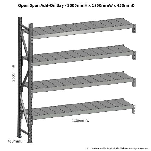 Open Span OS43640 2000H 1800W 450D Steel Shelf Panels Add-On