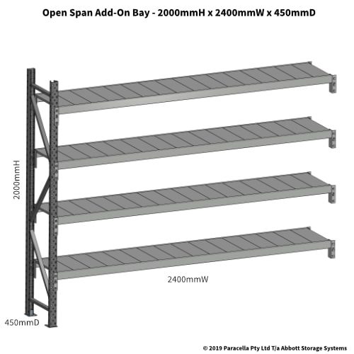 Open Span OS43660 2000H 2400W 450D Steel Shelf Panels Add-On