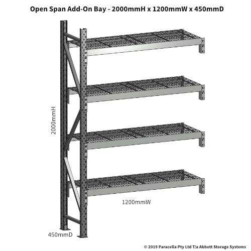 Open Span OS44620 2000H 1200W 450D Wire Shelf Panels Add-On
