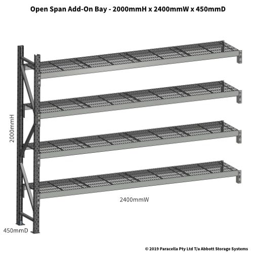 Open Span OS44660 2000H 2400W 450D Wire Shelf Panels Add-On