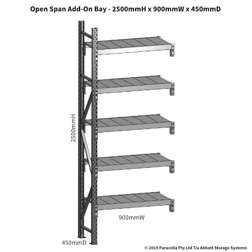 Open Span OS43679 2500H 900W 450D Steel Shelf Panels Add-On