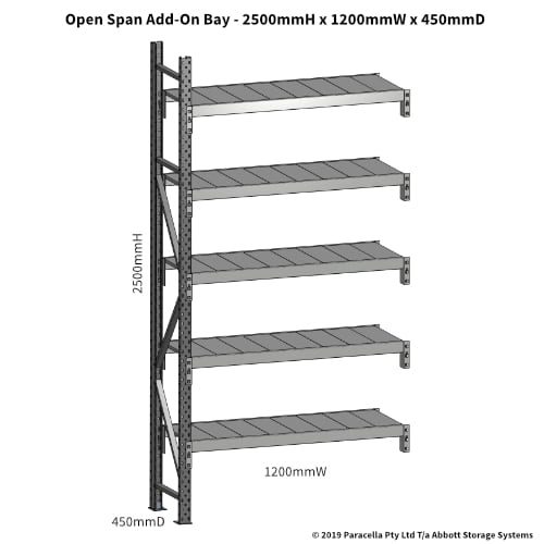Open Span OS43680 2500H 1200W 450D Steel Shelf Panels Add-On