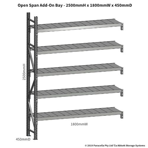Open Span OS43700 2500H 1800W 450D Steel Shelf Panels Add-On