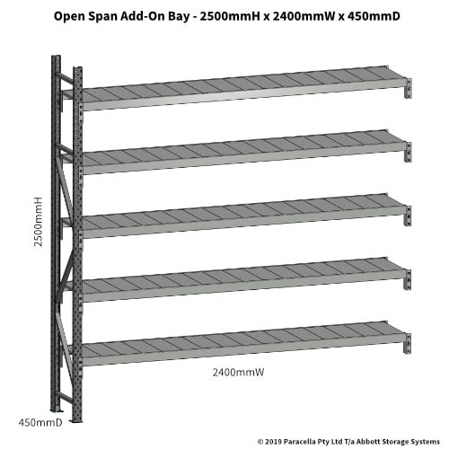 Open Span OS43720 2500H 2400W 450D Steel Shelf Panels Add-On
