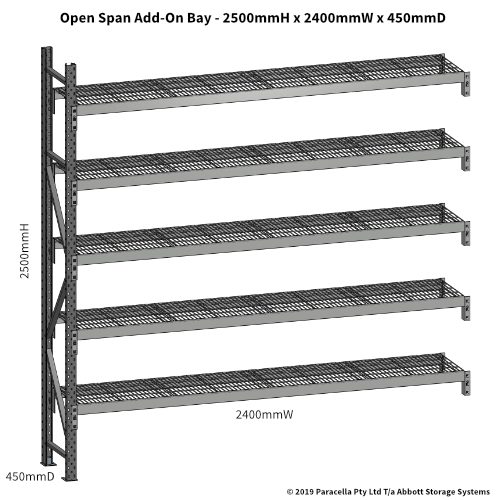 Open Span OS44720 2500H 2400W 450D Wire Shelf Panels Add-On