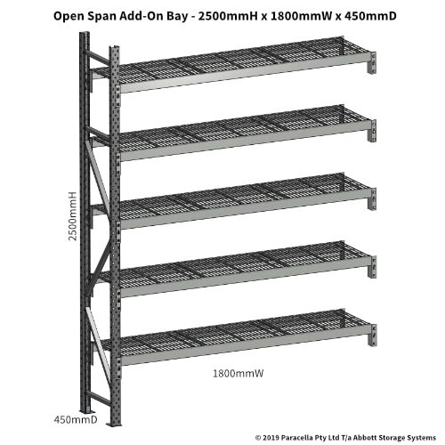 Open Span OS44700 2500H 1800W 450D Wire Shelf Panels Add-On