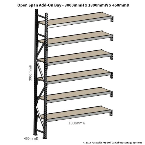 Open Span OS42760 3000H 1800W 450D Particle Board Add-On