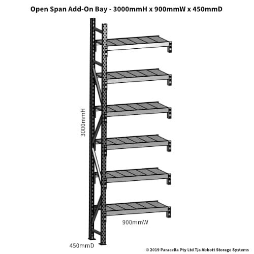 Open Span OS43719 3000H 900W 450D Steel Shelf Panels Add-On