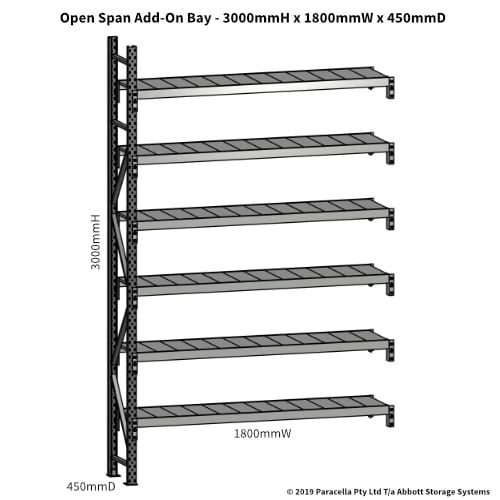 Open Span OS43760 3000H 1800W 450D Steel Shelf Panels Add-On