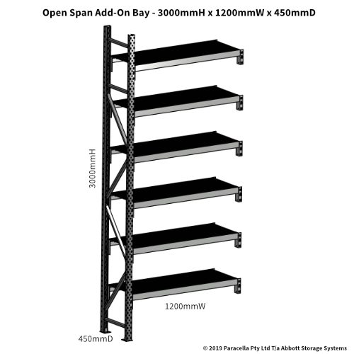 Open Span OS44740 3000H 1200W 450D Wire Shelf Panels Add-On