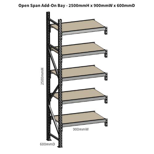 Open Span OS42859 2500H 900W 600D Particle Board Add-On