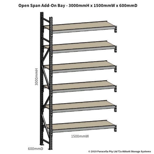 Open Span OS42921 3000H 1500W 600D Particle Board Add-On