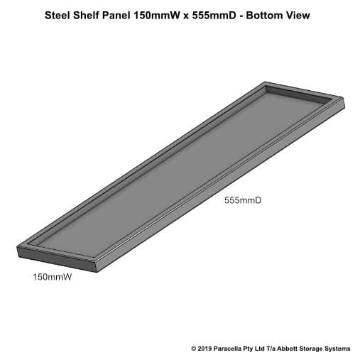 Steel Shelf Panel 600D x 150W - Bottom View