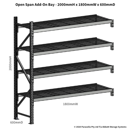 Open Span OS44820 2000Hx1800Wx600D Add-On Bay - Dimensions