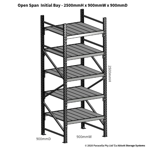 Open Span OS43029 2500Hx900Wx900D Initial Bay - Dimensions