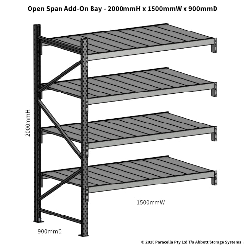 Open Span OS43981 2000Hx1500Wx900D Add-On Bay - Dimension