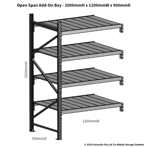 Open Span OS43980 2000Hx1200Wx900D Add-On Bay - Dimensions