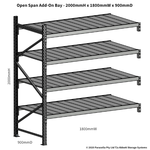 Open Span OS43998 2000Hx1800Wx900D Add-On Bay - Dimensions