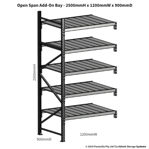 Open Span OS43040 2500Hx1200Wx900D Add-On Bay - Dimensions