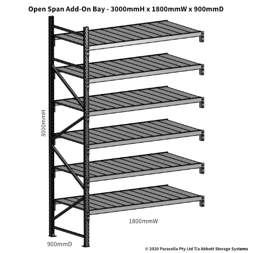 Open Span OS43941 3000Hx1800Wx900D Add-On Bay - Dimensions