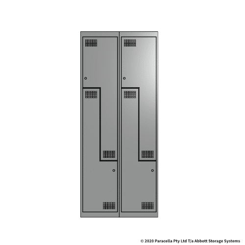Grey 2 Door Stepped Locker 1800H x 375W x 450D Bank of 2