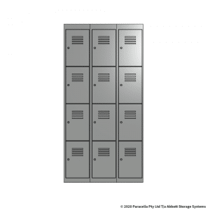 Grey 4 Door Locker 1800H x 300W x 450D Bank of 3