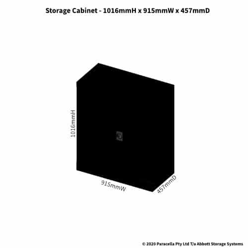 CB2601BK - Storage Cabinet 1016H x 915W x 457D 4 Shelf Black - Dimensions