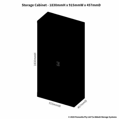 CB2606BK - Storage Cabinet 1830H x 915W x 457D 4 Shelf Black - Dimensions
