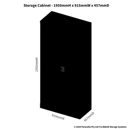 CB2611BK - Storage Cabinet 1950H x 915W x 457D 4 Shelf Black - Dimensions