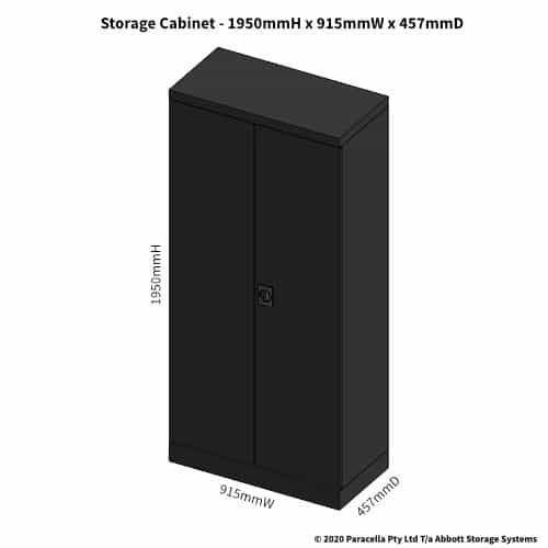 CB2611GR - Storage Cabinet 1950H x 915W x 457D 4 Shelf Graphite Ripple - Dimensions