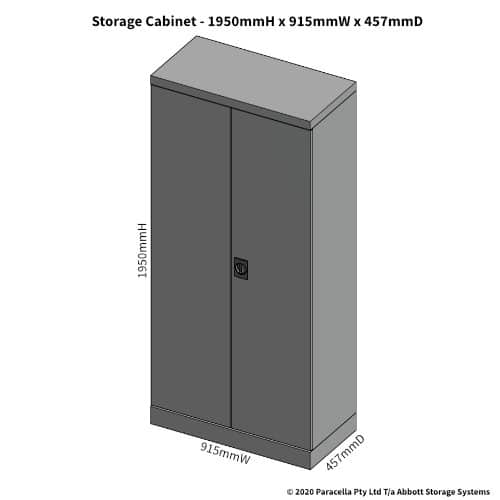 CB2611GY - Storage Cabinet 1950H x 915W x 457D 4 Shelf Grey - Dimensions